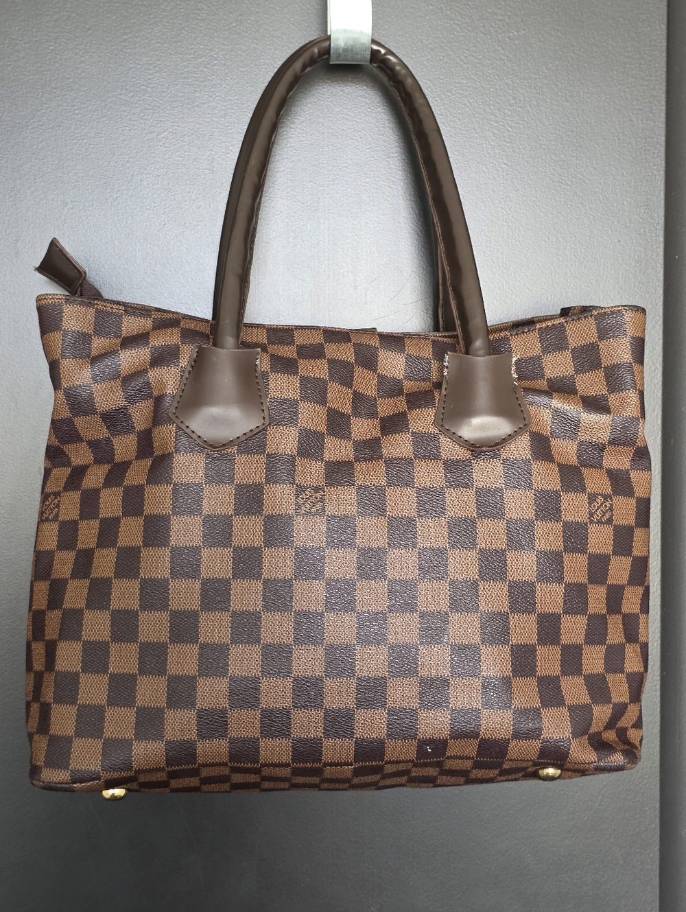 Louis Vuitton Monogram Tote Top Handle Bag Women Gold Logo 10x14 - Picture 6 of 15